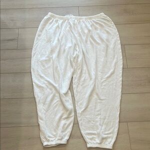 Women's White Relaxed Elastic-Waist Pants